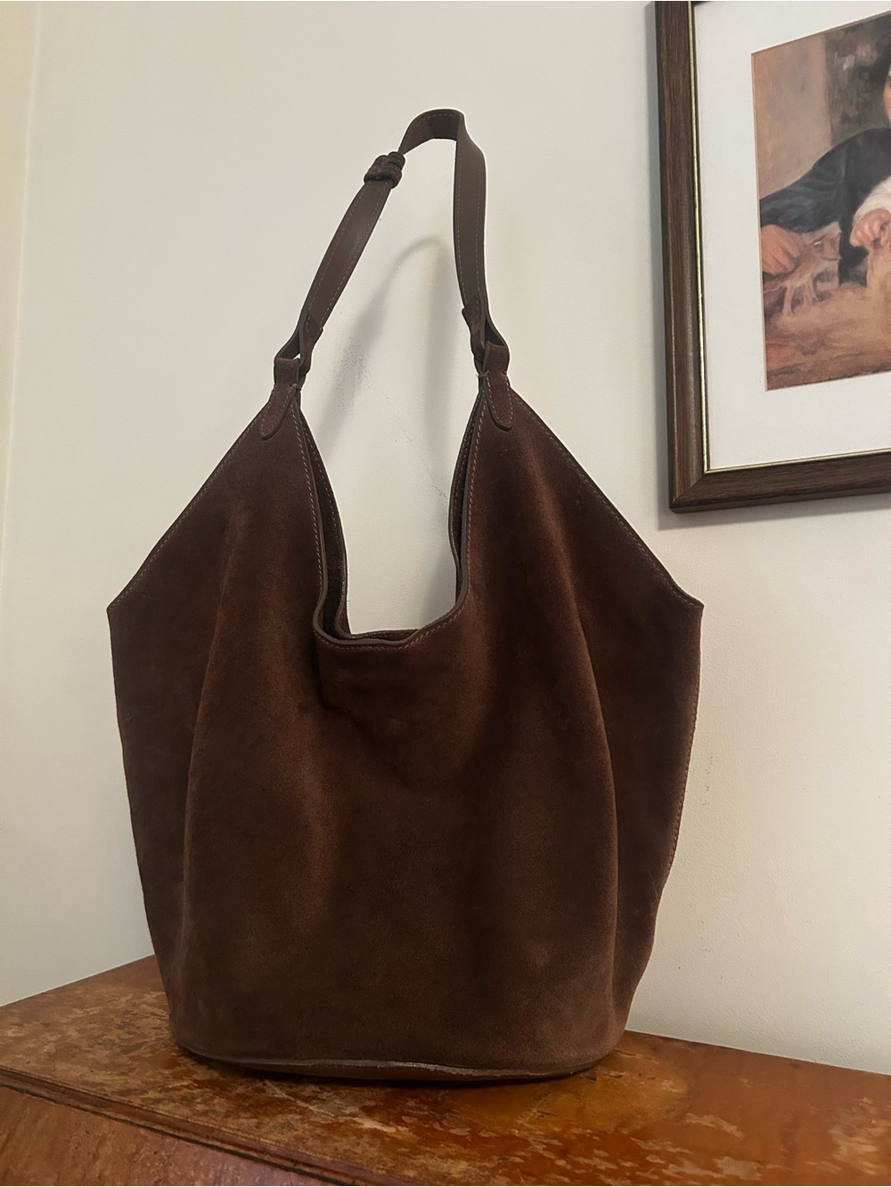 Genuine Leather Suede Hobo Shoulder Bag
